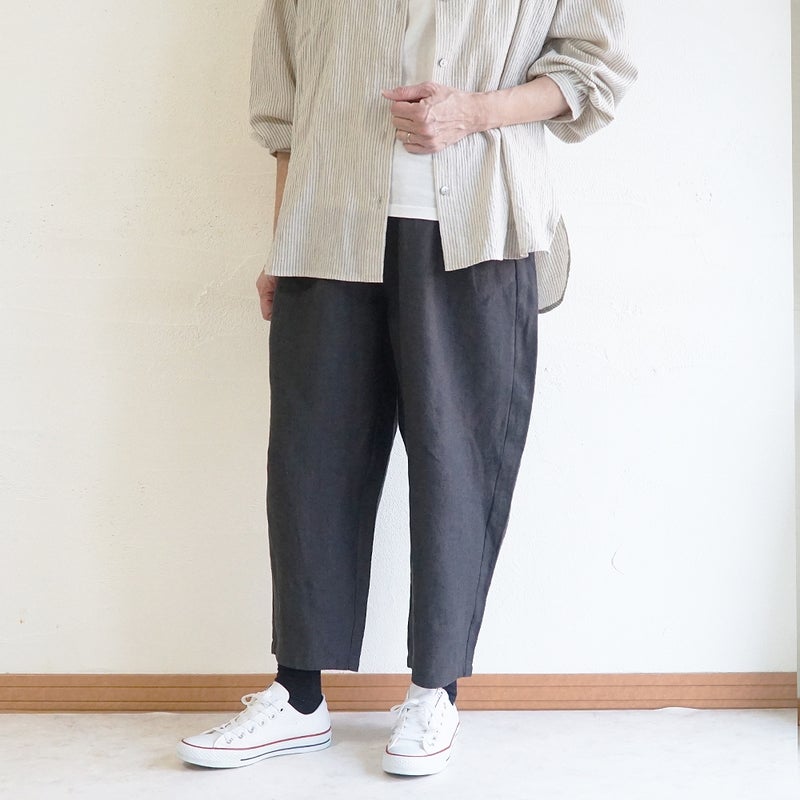 Branch m‘.,ブランチエム,ナチュラル,30代,40代,50代,60代,リネン,ゆったり,麻,pants,パンツ,テーパードパンツ,テーパード,タックパンツ,タック,タックテーパード,タックテーパードパンツ,te-to,テト