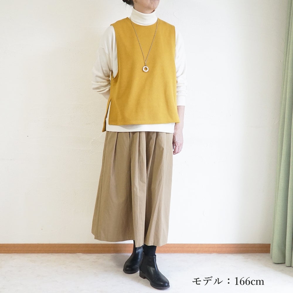 Branch m‘.,ブランチエム,ナチュラル,30代,40代,50代,60代,コットン,ゆったり,綿,裏毛,裏毛ベスト,ベスト,レイヤード,重ね着,体温調節,