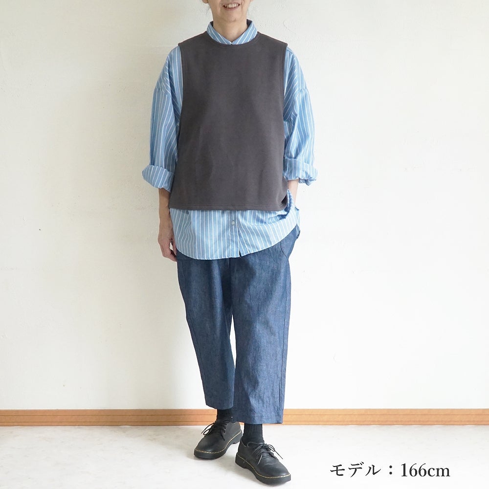 Branch m‘.,ブランチエム,ナチュラル,30代,40代,50代,60代,コットン,ゆったり,綿,裏毛,裏毛ベスト,ベスト,レイヤード,重ね着,体温調節,