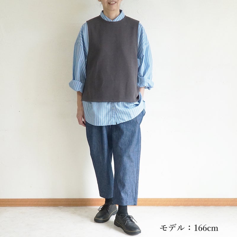 Branch m‘.,ブランチエム,ナチュラル,30代,40代,50代,60代,コットン,ゆったり,綿,裏毛,裏毛ベスト,ベスト,レイヤード,重ね着,体温調節,