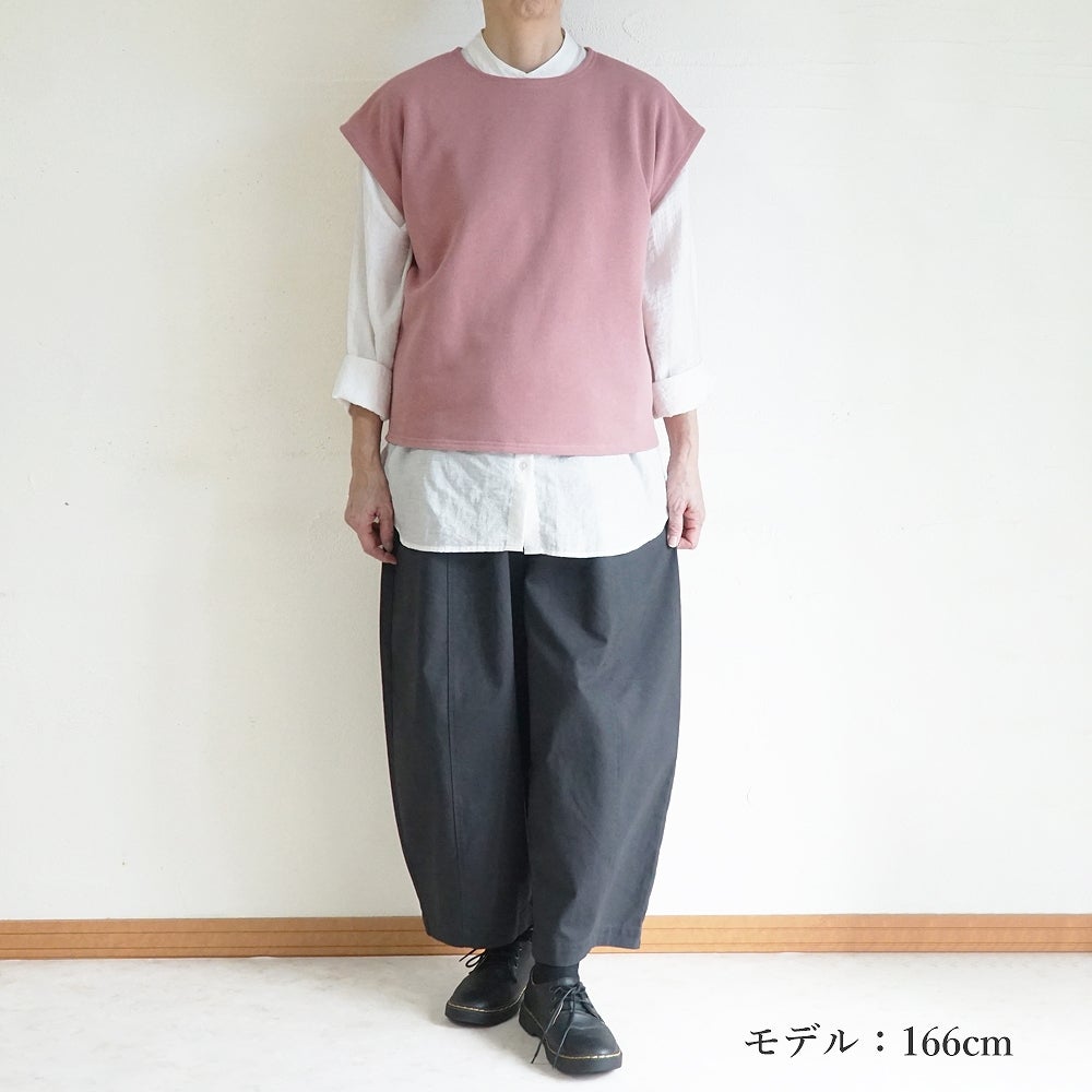 Branch m‘.,ブランチエム,ナチュラル,30代,40代,50代,60代,コットン,ゆったり,綿,裏毛,裏毛ベスト,ベスト,レイヤード,重ね着,体温調節,