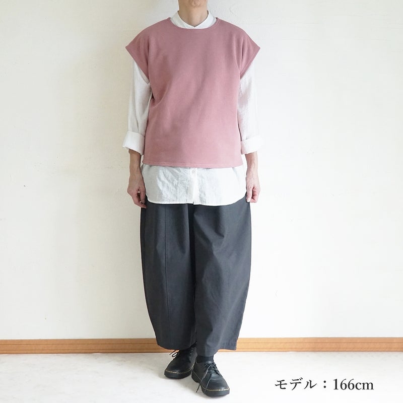 Branch m‘.,ブランチエム,ナチュラル,30代,40代,50代,60代,コットン,ゆったり,綿,裏毛,裏毛ベスト,ベスト,レイヤード,重ね着,体温調節,