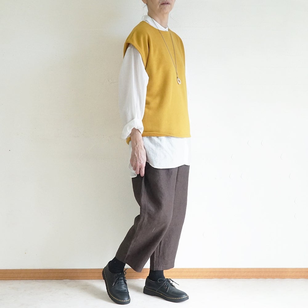 Branch m‘.,ブランチエム,ナチュラル,30代,40代,50代,60代,コットン,ゆったり,綿,裏毛,裏毛ベスト,ベスト,レイヤード,重ね着,体温調節,