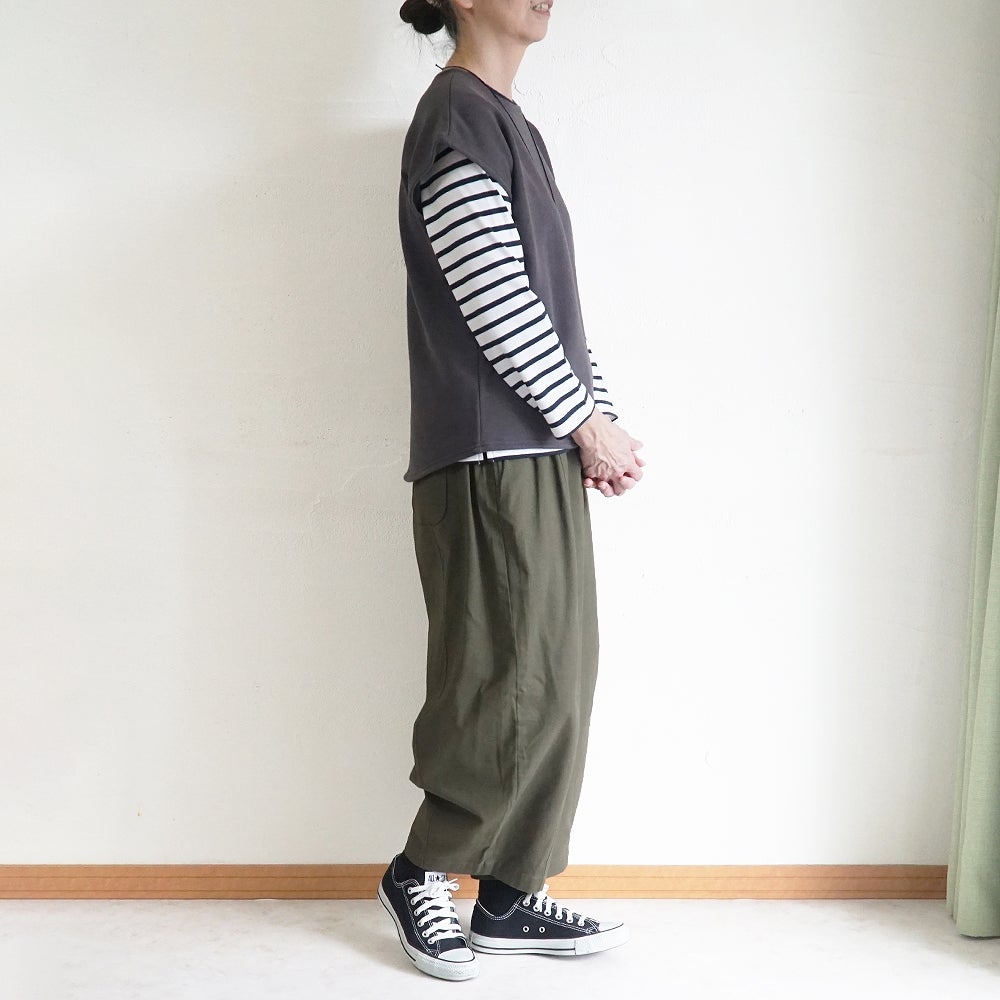 Branch m‘.,ブランチエム,ナチュラル,30代,40代,50代,60代,コットン,ゆったり,綿,裏毛,裏毛ベスト,ベスト,レイヤード,重ね着,体温調節,