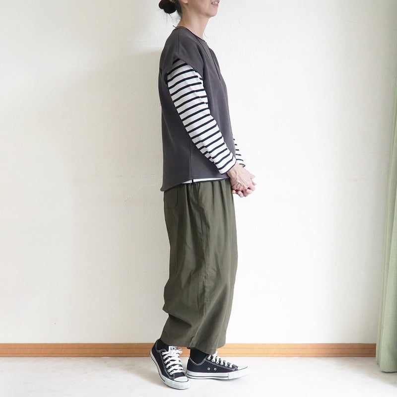 Branch m‘.,ブランチエム,ナチュラル,30代,40代,50代,60代,コットン,ゆったり,綿,裏毛,裏毛ベスト,ベスト,レイヤード,重ね着,体温調節,